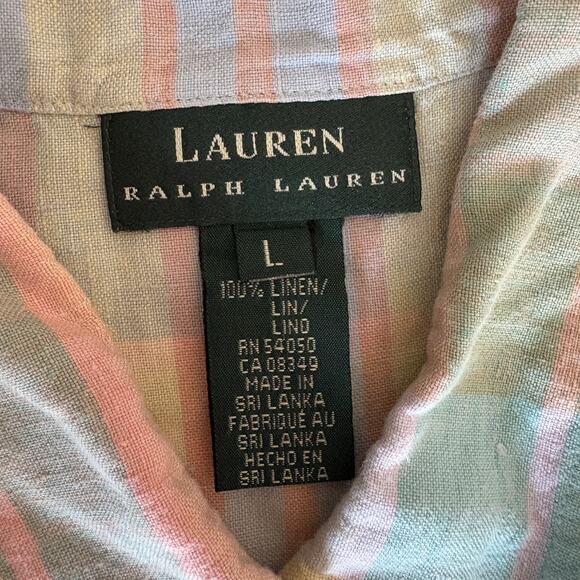 Ralph Lauren Pastel Plaid Sleeveless Button Up Shirt - Women's Size L - Picture 4 of 5